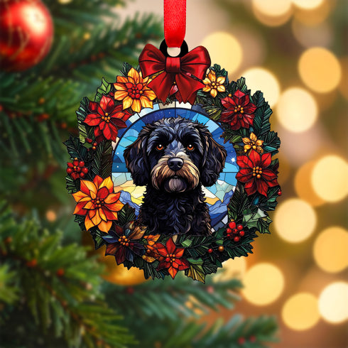 Cockapoo Black Wreath Christmas Decoration